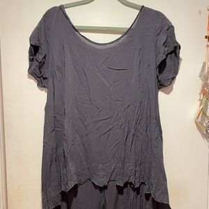 High-Low top with Embroidered Details